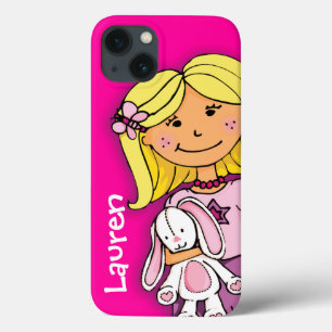 Name kid girl blonde cuddles pink purple ipad case