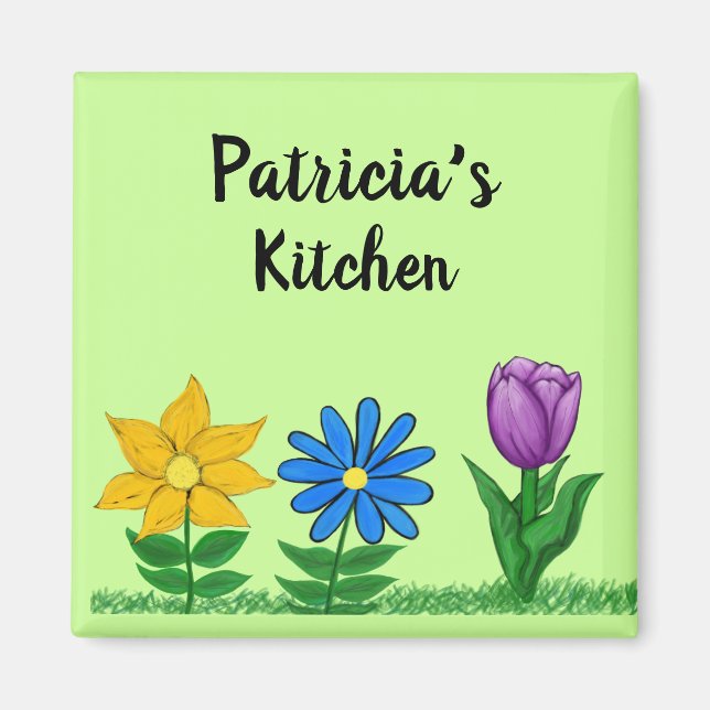 Name Kitchen Floral Garden Magnets (Front)