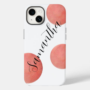 Name Large Rose Gold Watercolor Polka Dots Case-Mate iPhone 14 Case