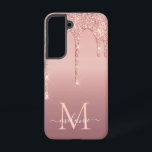 Name Letter Personalised Rose Blush Glitter Drips Samsung Galaxy Case<br><div class="desc">Monogram Name Text Rose Gold Blush Glitter Sparkle Personalised Birthday - Anniversary or Wedding Gift / Suppliest - Add Your Letter / Name - Text or Remove - Make Your Special Gift - Resize and move or remove and add text / elements with customisation tool. Design by MIGNED. Please see...</div>