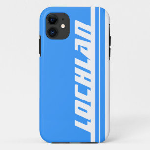 Name light blue & white stripe sport iphone iPhone 11 case