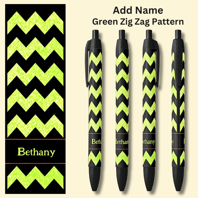 Name Light Green Zig Zag on Black Ink Pen (Creator Uploaded)