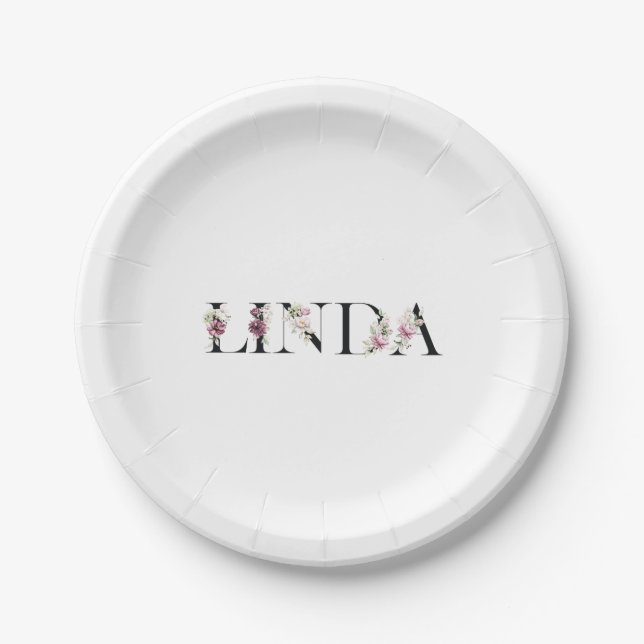 Name Linda Paper Plate (Front)