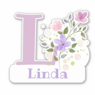 Name Linda plus Initial with Floral Design
