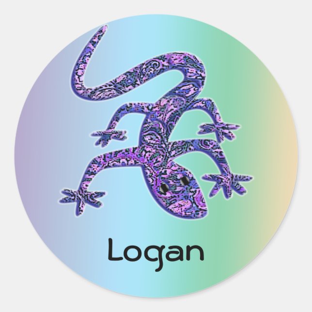 Name Lizard Gecko Salamander Stickers | Editable (Front)
