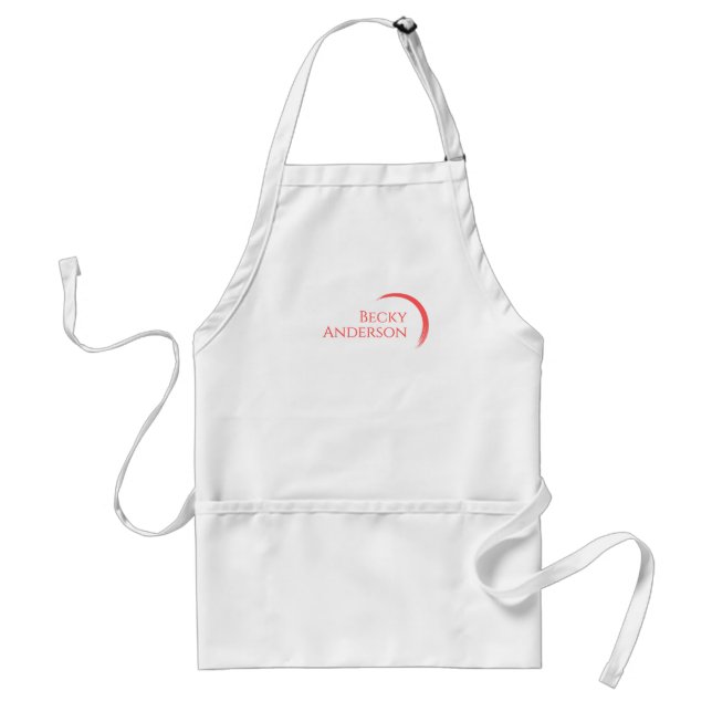 Name Logo, Elegant Minimal Red Crescent Standard Apron (Front)