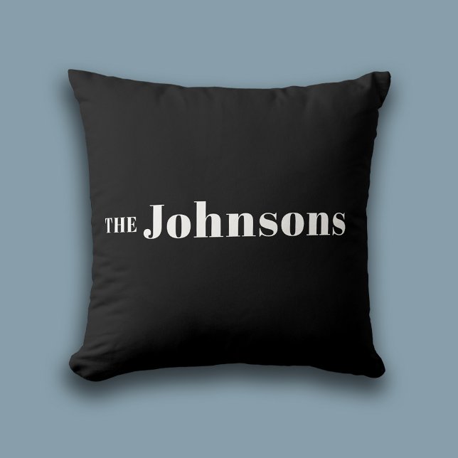 Name | Logo Modern Minimalist Black Cushion (Stylishly Personalize with Your Custom Name.)