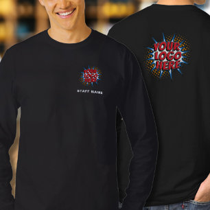 Name & Logo Upload Black Long Sleeved  T-Shirt