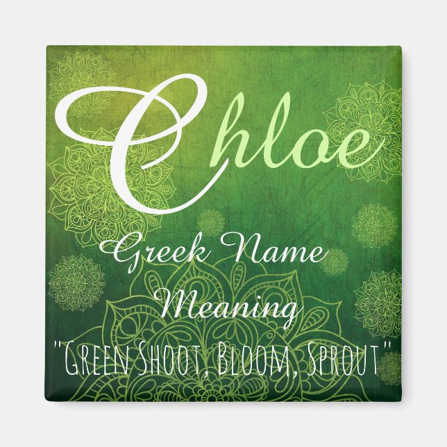 Name Magnet: Chloe, Sprout, Bloom Magnet (Front)