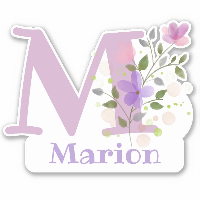 Name Marion Plus Initial with Floral Design (Front)