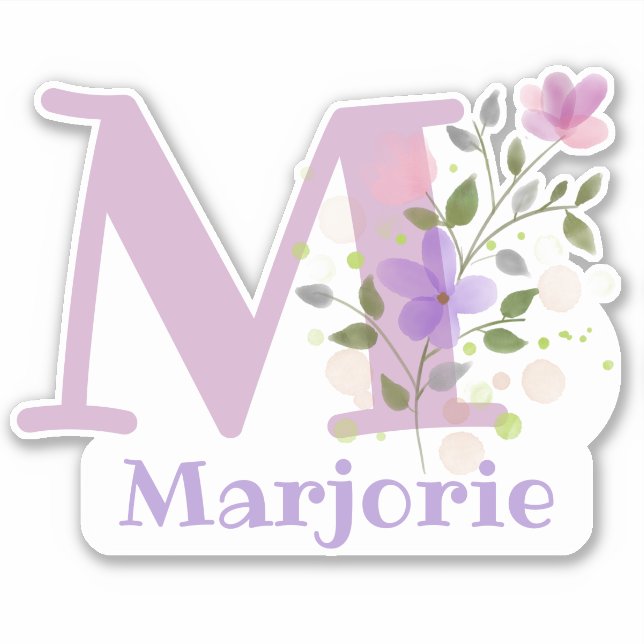 Name Marjorie & Initial with Floral Design (Front)