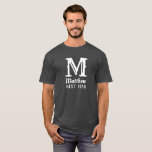Name Masculine Monogrammed Groomsman Wedding Grey T-Shirt<br><div class="desc">Classic, simple, Wedding, name t-shirt. Perfect for best man. Personalise it with your initial and name.</div>