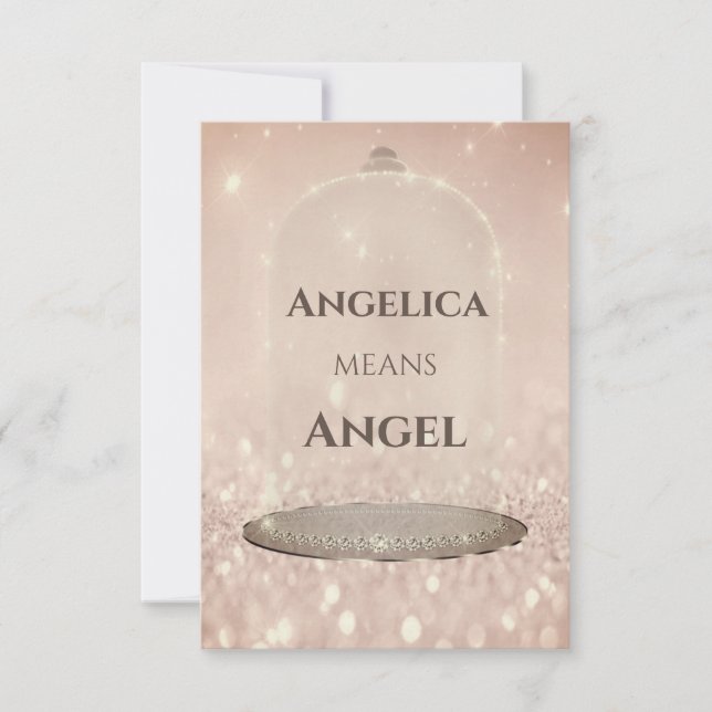 Name Meaning Angelica Glitter Rose Sweet 16th Invitation (Front)