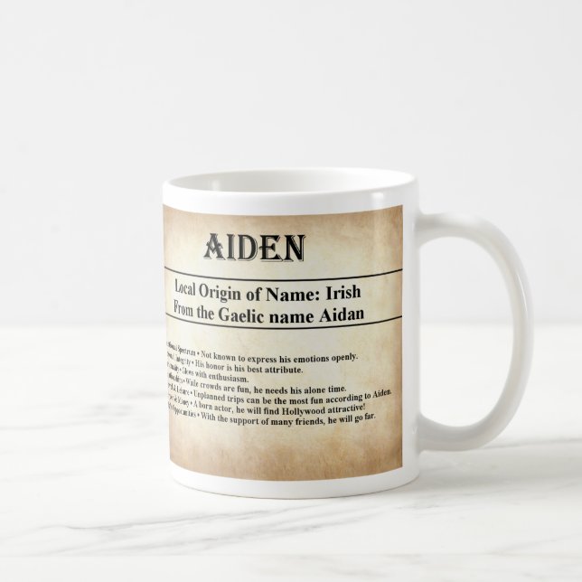 Name Meaning Mug  - Aiden (Right)