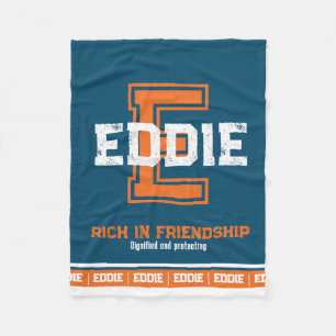 Name meaning sports monogram blue orange fleece blanket