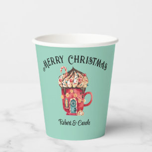 Name, Merry Christmas Magical Candy House 8oz Paper Cups