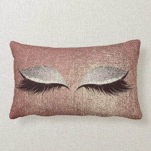 Name Metallic Glitter Rose Gold Eyes Makeup Lashes Lumbar Cushion