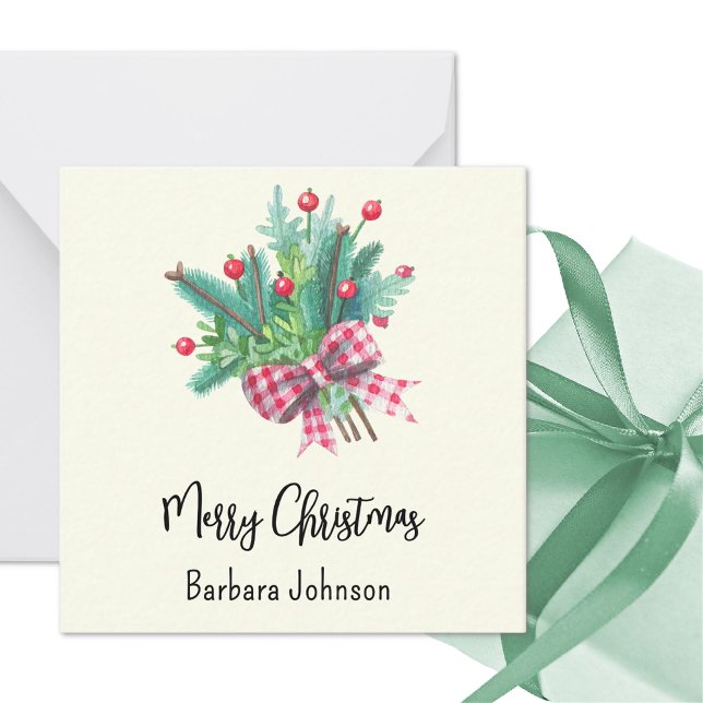 Name, Mini 2.5-in Ivory Merry Christmas Flat Card (Creator Uploaded)