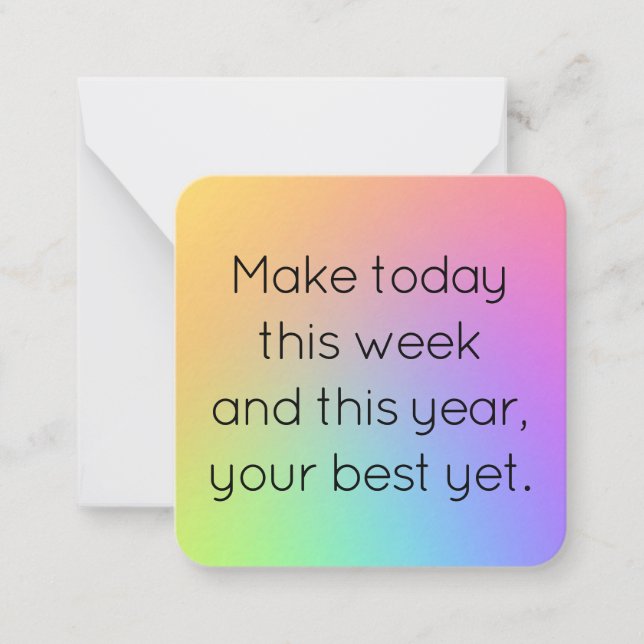 Name, Mini Gradient Rainbow Happy New Year Card (Front)