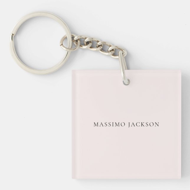 Name Minimalist Modern Plain Simple Pastel Colour Key Ring (Front)