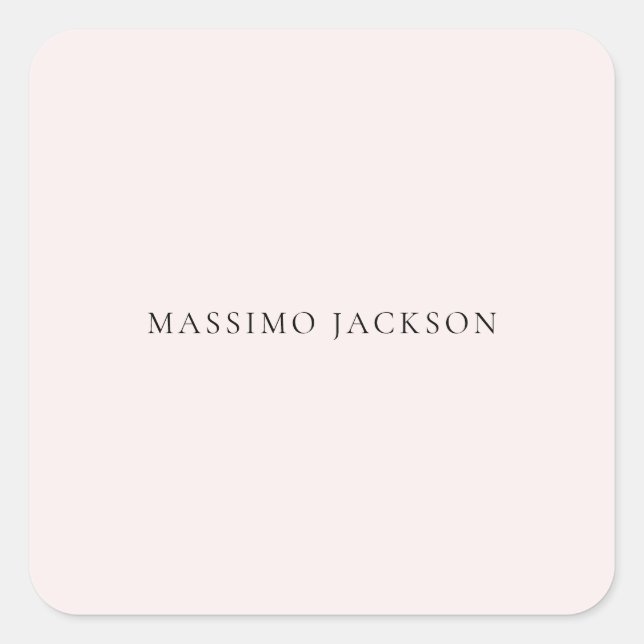 Name Minimalist Modern Plain Simple Pastel Colour Square Sticker (Front)