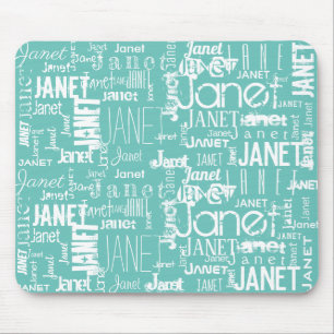 Name Mint Green Word Cloud   Personalise Mouse Pad