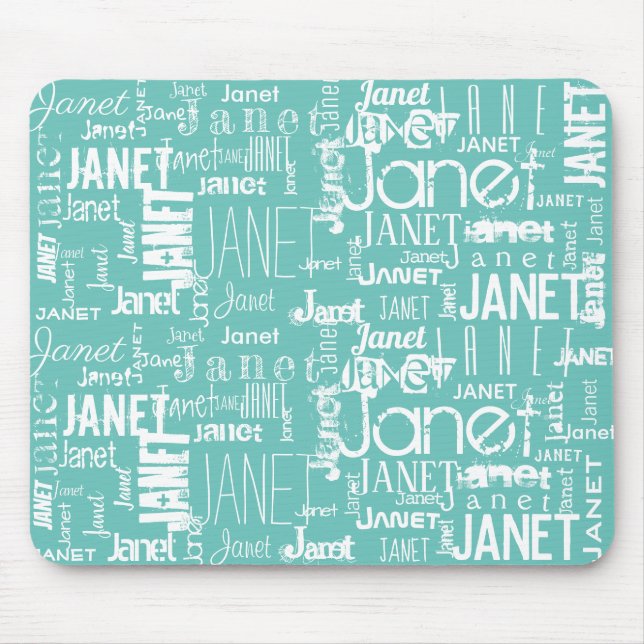 Name Mint Green Word Cloud | Personalise Mouse Pad (Front)
