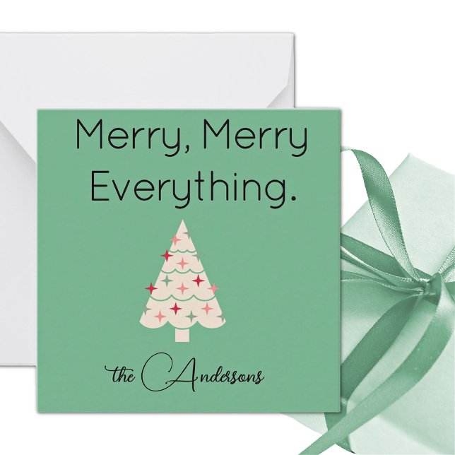 Name || Modern Merry Mini Christmas Flat Note Card (Creator Uploaded)