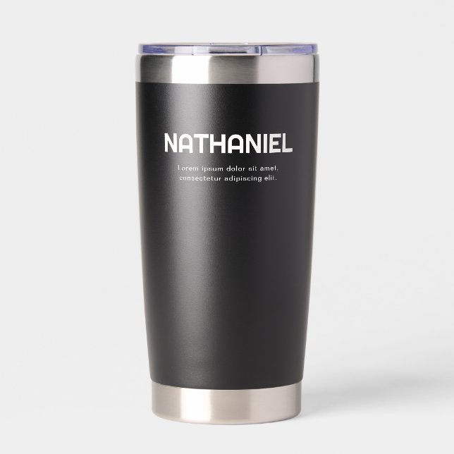 Name Modern Minimal Black Insulated Tumbler (Front)