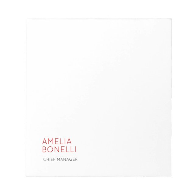 Name Modern Minimalist Professional Plain Casual Notepad (Front)