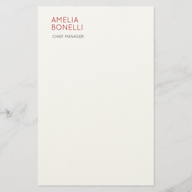 Name Modern Minimalist Professional Plain Casual Stationery (Front)