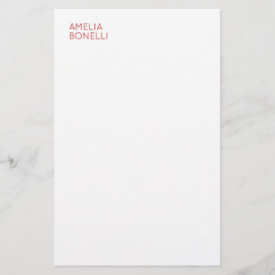 Name Modern Minimalist Professional Plain White Stationery