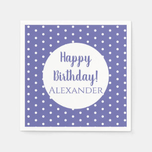 Name Modern Purple Polka Dots Birthday Party Napkin