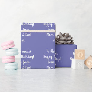 Name Modern Typography Periwinkle Happy Birthday Wrapping Paper