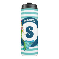 Name Monogram Beautiful Mermaid Turquoise Stripes