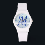 Name | Monogram Blue Watercolor Watch<br><div class="desc">A pretty name and monogram combo with a blue watercolor background.</div>