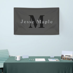 Name & Monogram   Dark Grey Banner