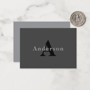 Name & Monogram   Dark Grey Card