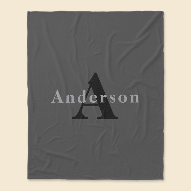 Name & Monogram | Dark Grey Fleece Blanket (Creator Uploaded)