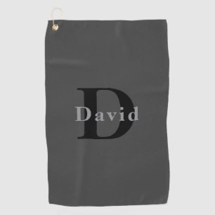 Name & Monogram   Dark Grey Golf Towel