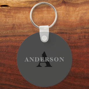 Name & Monogram   Dark Grey Key Ring
