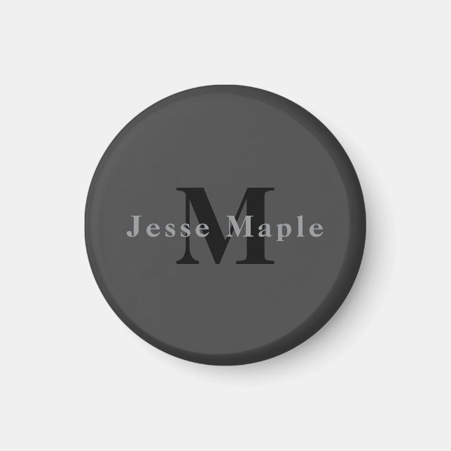 Name & Monogram | Dark Grey Magnet (Front)
