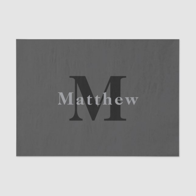 Name & Monogram | Dark Grey Tissue Paper (Front)