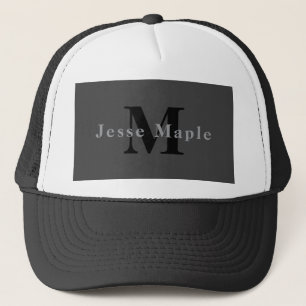 Name & Monogram   Dark Grey Trucker Hat