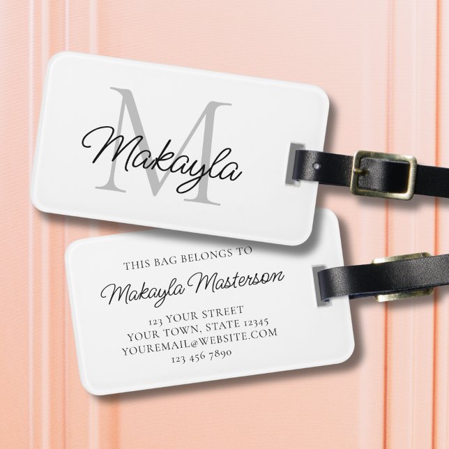 Name Monogram Elegant Script  Luggage Tag (Creator Uploaded)