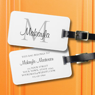 Name Monogram Elegant Script  Luggage Tag