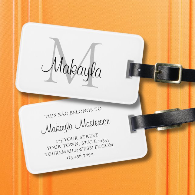 Name Monogram Elegant Script  Luggage Tag (Creator Uploaded)