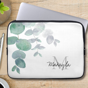 Name Monogram Eucalyptus Laptop Sleeve