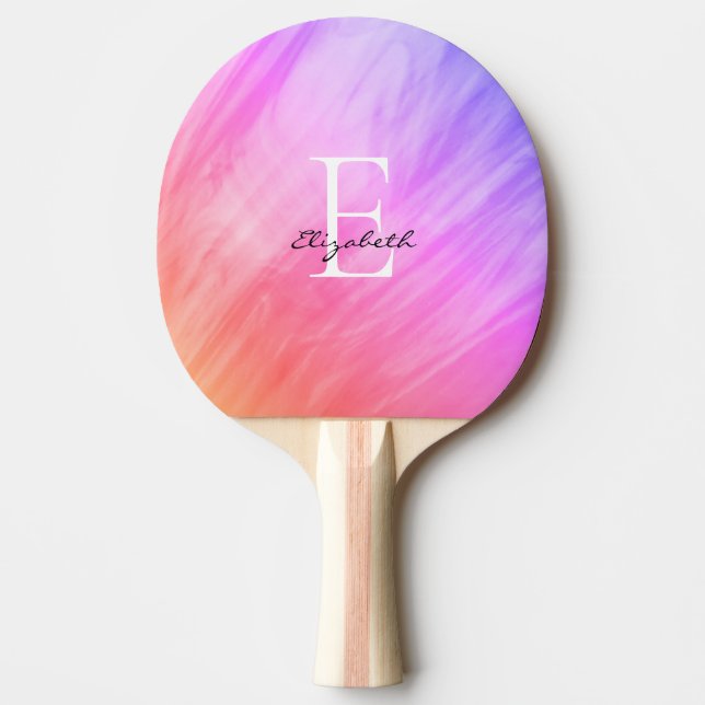 Name Monogram Girly Pink  Ping Pong Paddle (Front)