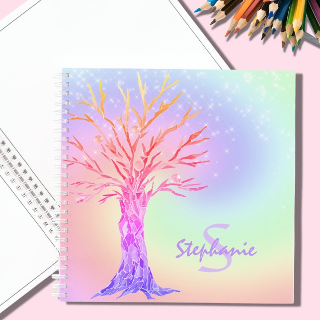 Name Monogram Girly Rainbow Sparkles Sketchbook Notebook (Creator Uploaded)